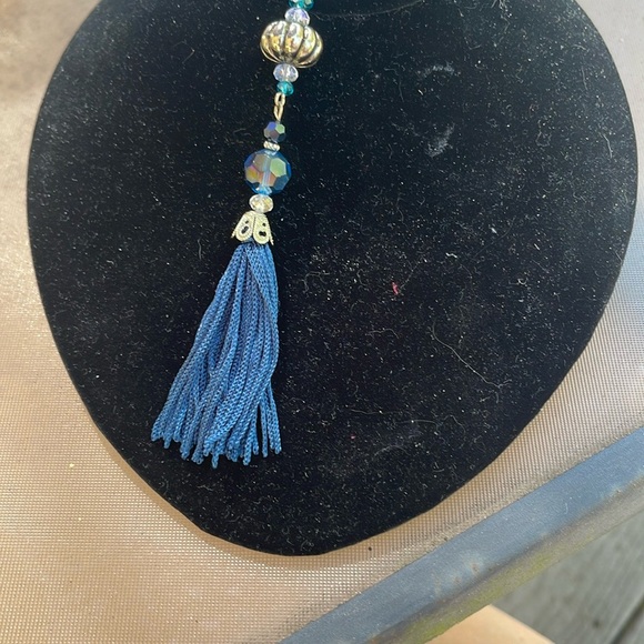 Chic Elegant Blue Tassel Necklace - Picture 3 of 4